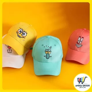 ANEKAGROSIR | TOPI ANAK FASHION HAT TOPI MOTIF LUCU BORDIR UNISEX MOTIF KARTUN SPONS-BOB