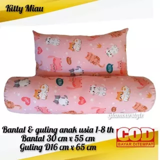 perlengkapan kamar tidur//bantal bayi//bantal balita//bantal & guling anak usia 1-8 tahun motif kitty miau