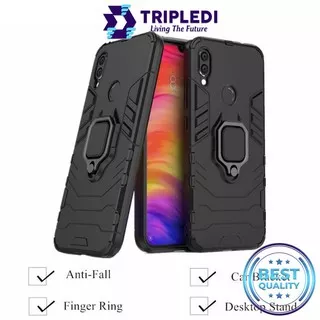 Case Xiaomi Note 7 Pro TRIPLEDI Casing Finger Ring Holder Silikon Armor Car Magnet Cover