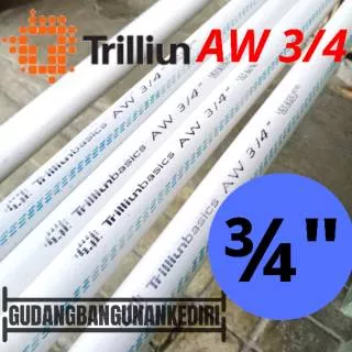 Pipa PVC AW 3/4 TRILLIUN | Pipa AW 3/4 PUTIH TRILLIUN per 1 meter (100cm)