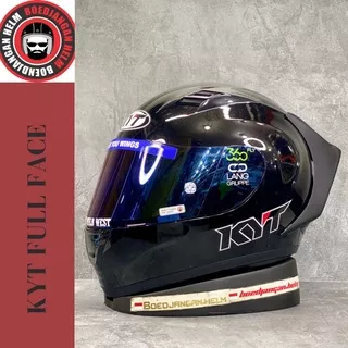 [PAKET GANTENG] KYT HELM R10 SOLID BLACK GLOSSY - SINGLE VISOR - FULL FACE