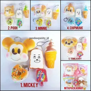 Paket Squishy Disney Murah - Slime Isi 5 Mickey Winnie