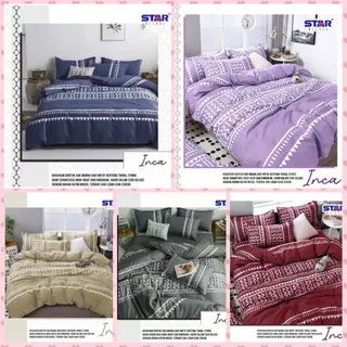 Bed cover Set + Sprei Motif INCA STAR | Katun Lokal Cvc Homemade | Inca Navy | Inca Ungu | Inca Marun | Inca cokelat | Inca abu | Free Custome Size