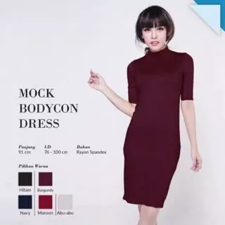 Midi Dress Turtleneck / Mock Bodycon Dress / Bodycon Dress