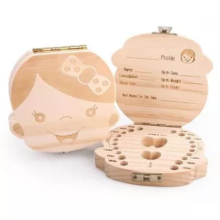 Jvyy Tooth Box Wood/ Tempat Gigi Susu Anak / Penyimpanan Koleksi Gigi Bayi - Girl Perempuan Qw6D