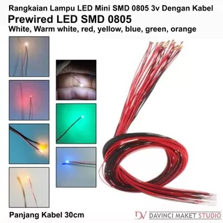 Rangkaian Lampu LED Mini SMD 0805 3v Dengan Kabel untuk maket diorama - Prewired LED SMD 1mm Panjang 30cm