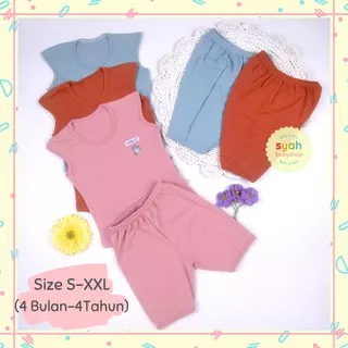 3 STEL (S-XXL WARNA) SETELAN STELAN PAKAIAN BAJU KAOS KUTUNG DAN CELANA PENDEK 3/4 3PER4 ANAK BAYI BABY PEREMPUAN LAKI LAKI CEWEK COWOK BABY GIRL BOY 0 3 6 12 BULAN 1 2 3 4 TAHUN SIZE S M L XL XXL POLOS LUCU WARNA PINK BIRU BATA SNI MERK LITTLE Q