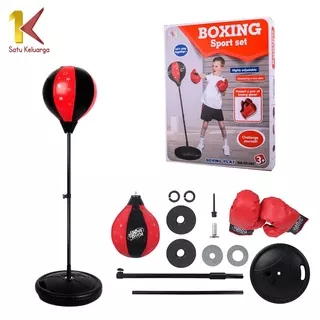 Satu Keluarga Mainan Tinju Anak Set M62 Alat Latihan Tinju Speed Boxing Ball dan Sarung Tinju / Maenan Samsak Anak