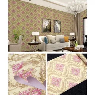 Wallpaper Dinding / Wallpaper Sticker BATIK BUNGA PINK