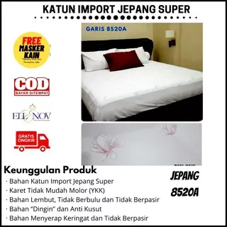 Ellenov N Jepang Garis 8520A Sprei Bahan Katun Jepang (isi : Sprei. Sarung Bantal, Sarung Guling) Sprei Handmade Seprei Homemade Seprei Jepang Motif Bunga