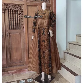 Gamis Batik Modern. Gamis Batik Sogan. (gamis maya sogan)