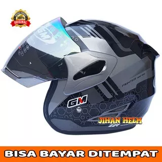 HELM / GM HELM / HELM GM / HELM GM FIGHTER 911 DARK GREY SILVER TERMURAH