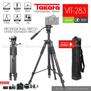 Takara VIT-283 Video Professional Tripod Fluid Head Camera DSLR VIT283 With Bag