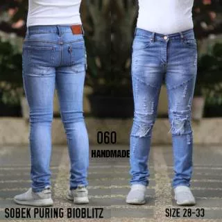 Sz 28-33 Celana Jeans Pria Skinny Bikers Sobek Destroy Slimfit Bahan Softjeans Melar