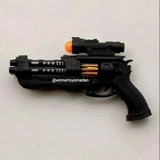Mainan Pistol Baterai Anak Hitam 6611