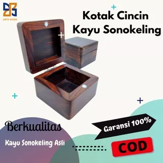 Kotak tempat cincin kayu Sonokeling / wadah cincin Lamaran kayu Sono/kotak perhiasan