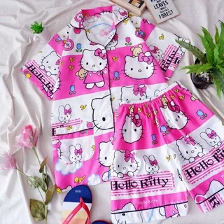 COTTONBELLS BAJU TIDUR WANITA KITTY CAT SET PAJAMAS - P 281