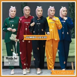 Setelan Wanita Jumbo Termurah - One Set Rayon Jumbo Motif Polka - Kemeja Motif Polkadot - One Set Pajamas Jumbo