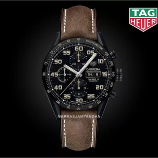 Jam Tangan Pria TAGHeuer / TAG Heuer Carrera cal.16 Day Date Automatic Brown Leather Men Watch