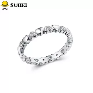 SUBEI Simple Ladies Ring Diamonds Round Wedding Band Carve Heart Love Jewelry Size 6-10 Promise/Multicolor