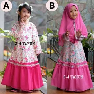 GAMIS ANAK 3-4 TAHUN PESTA CANTIK KATUN JEPANG REGMIX-CTW CANTIK PINK CHIC BUNGA LABELLA