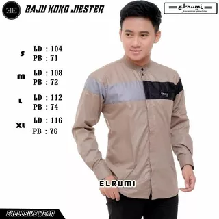 Baju Koko dewasa jiester koko warna coklat koko lengan panjang koko elrumi