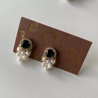 Ruby Gold Earring - Pearl - Anting Emas Permata