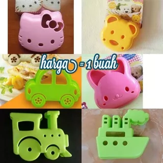 Cetakan roti nasi karakter hello kitty beruang mobil sandwich rice mold /cetakan nasi hello kitty/cetakan roti karakter/cetakan bento kereta beruang kapal kelinci/cetakan hello kitty/cetakan nasi roti tawar