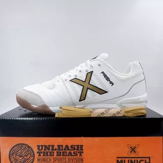 Sepatu Futsal Munich Prisma 03 White Gold 3116003 Original BNIB