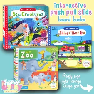 [Campbell] Push Pull Slide Board Books Busy & First Explorers - Zoo / Sea / Jungle / Things that Go / Dino / Machine / and other titles (Campbell Books)