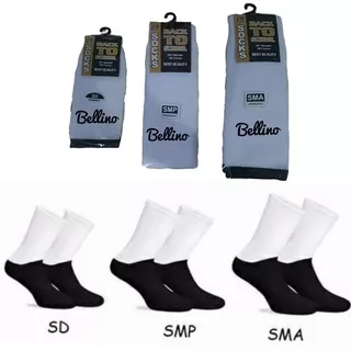 Bellino - Termurah Kaos Kaki Sekolah Back To School SD SMP SMA Kaos kaki Putih Polos Kaus Kaki Hitam Polos Kaos Kaki Panjang Hitam Putih Unisex Kos Kaki SMU