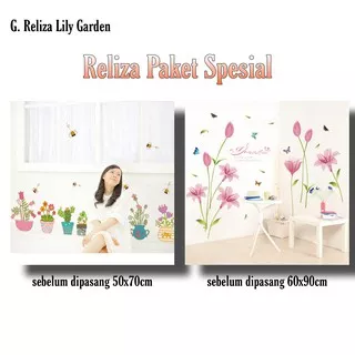Reliza Wall Sticker Paket Ramadhan Bunga Lily Pot Garden Flowers Stiker Dinding PR7