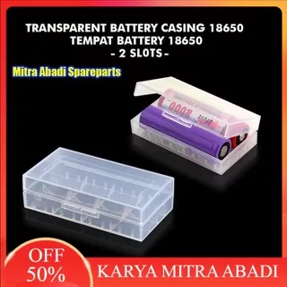 Kotak Tempat Baterai / Battery Box Case 2 Slots 18650 Transparent