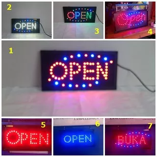 PAPAN TULISAN LAMPU LED SIGN OPEN | 7 Model Up Display oko Kantor Salon Cafe Barber Shop DLL