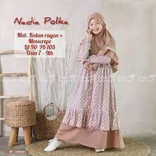 NADIA POLKA KIDS Baju Gamis Syari Anak Muslimah Model Terbaru 2020 Baju Anak Usia 9 tahun NADIA