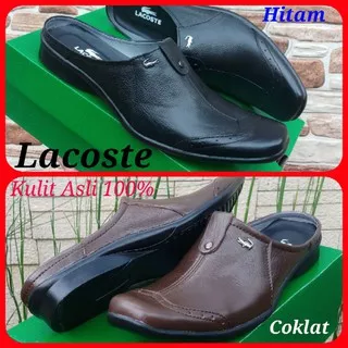 Sepatu Slop kulit pria Lacoste wingtif bustong casual / Slip on Bustong Murah Pria Masa Kini Terbaru