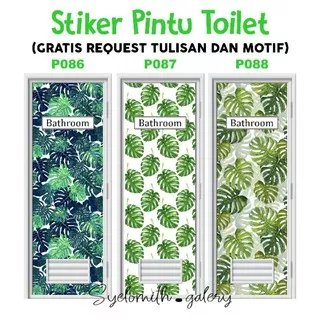 STICKER PINTU KAMAR MANDI - STICKER BATHROOM MOTIF MONSTERA