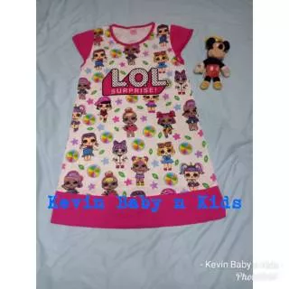 Daster junior size 5 6 7tahunan gambar LOL Surprise, dress harian anak 5 6 7 tahunan, daster junior