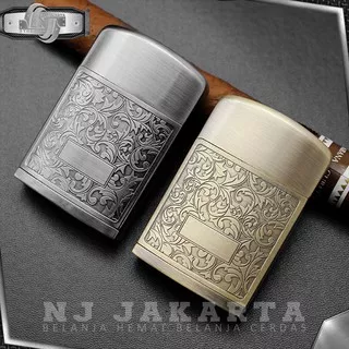 Korek Api Gas Retro Motif Batik Full Stainless Steel New Version