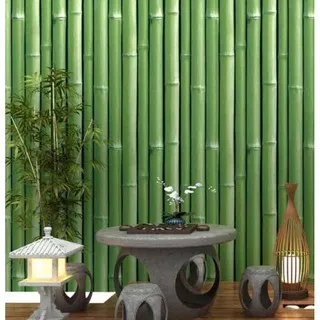 Wallpaper Dinding Motif Bambu Hijau 1 Premium Quality (45cm x 1m)