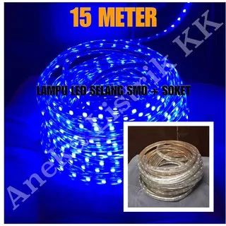 LAMPU LED STRIP SELANG SMD 5050 15M BIRU 220V 15 M METER OUTDOOR DEKOR Limited