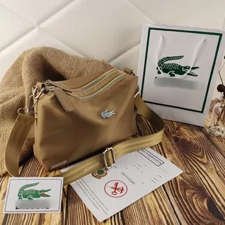 TAS SELEMPANG LACOSTE NILON 2RUANG IMPORT SUPER PREMIUM VIBELLESHOPBAG KODE 1801