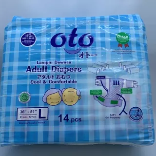 Oto Adult Diapers Popok Dewasa PEREKAT L-14 BIRU barcode 8997028301115