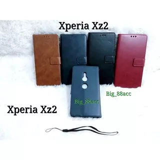 Leather Case Kulit Flip Cover Sony Xperia XZ2 Wallet Casing - Sarung Dompet