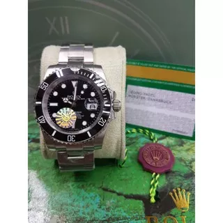 JAM TANGAN ROLEX SUBMARINER BLACK SERIES SILVER CHAIN SUPER PREMIUM AUTOMATIC JAPAN /jamtanganpria