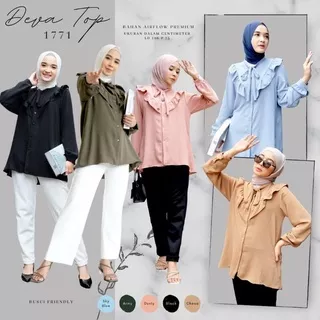 Deva top atasan wanita ruffle neck