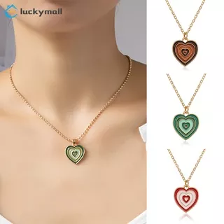 Double Color Interval Gold Necklaces Wild Choker Accessories Fashion Necklace for Women Love Heart Pendant Chain