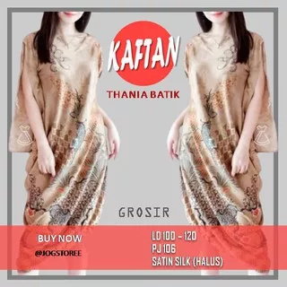 Dress Batik Cewek Kondangan Satin Choco Lipat Samping Modis Kaftan Thania Mewah Simple Kebaya - S7L2