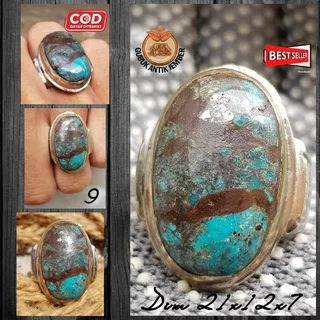 Cincin Batu Akik Natural Pirus Persia (Iran) Lawas Berkarakter Milenial Hu (COD) Sakral Ring Alpaka Nikel  Super Top HQ Obral Murah Hot Item/Best Seller/Discon