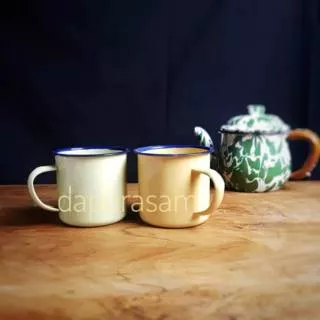 Mug Enamel Polos 8cm Gelas blek seng kaleng vintage jadul